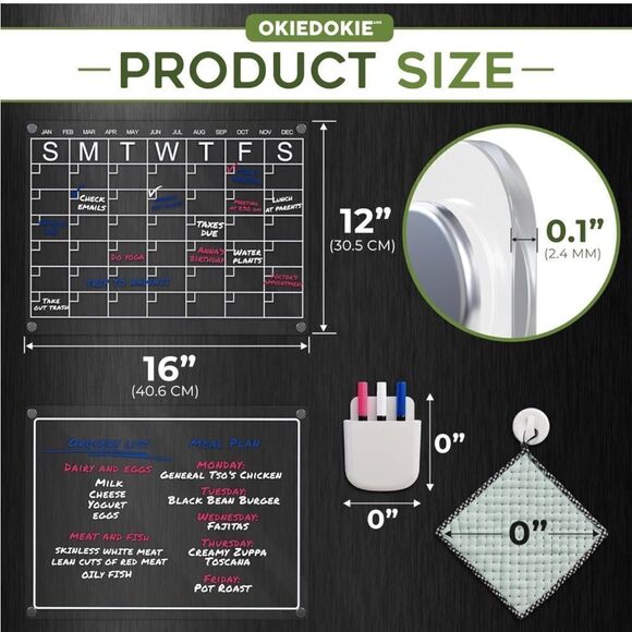 OKIEDOKIEAMZ Magnetic Acrylic Monthly Calendar & Blank Board Set | 16x12 - Picture 3 of 11